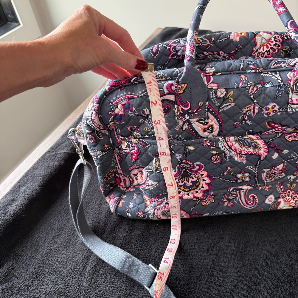 Floral Quilted Women's Bag - Gray and Pink - Picture 10 of 10